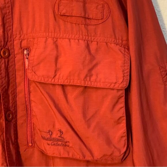 CABELA’S Guidewear Fishing Shirt Men L Reg Maroon Long Sleeve Nylon Zip Pockets - Picture 4 of 13